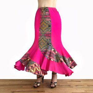 Multicolor swirl skirt. Ameynra by Sofia. Pink-n-paisley. Size M. Maxi, long New